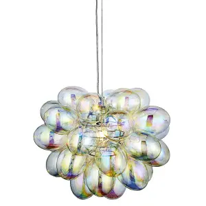 Luminosa Infinity 1 Light Pendant Light Chrome Plate & Iridescent Glass, E27