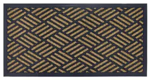 A.Unique Home 8mm Natural Coir Doormat with Printed Pattern 40cm x 80cm - Non-Slip Rubber Backed - GRIDS MAT