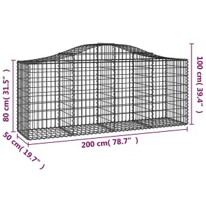 Berkfield Arched Gabion Baskets 20 pcs 200x50x80/100 cm Galvanised Iron