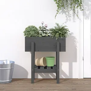 Berkfield Garden Planter Grey 62x30x69 cm Solid Wood Pine