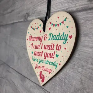 Red Ocean From Bump Gifts Mummy To Be Gifts Daddy To Be Gifts Wooden Heart Baby Shower Plaque