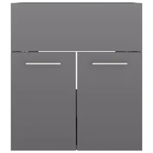 Berkfield Sink Cabinet High Gloss Grey 41x38.5x46 cm Engineered Wood