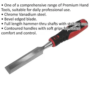 Premium 25mm Hammer-Thru Wood Chisel with Bevel Edge - Durable Chrome Vanadium Steel