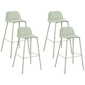 Set of 4 Bar Chairs MORA Light Green