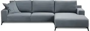 FIRAGO CORNER RIGHT HAND SOFA GREY FABRIC VELVET