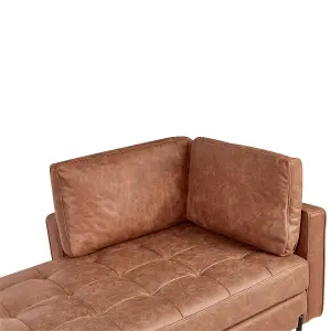 Right Hand Faux Leather Chaise Lounge Golden Brown REBAIS