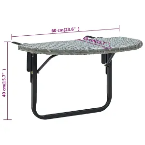 Berkfield Balcony Table Grey 60x60x40 cm Poly Rattan