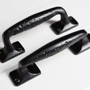 Hammer & Tongs Forged Barn Door Handle - H150mm - Black - Pack of 2