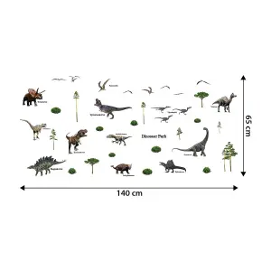 Walplus Dinosaur Park, Children Wall Stickers, Diy Art, Nursery Decorations Kids Sticker PVC Brown,Green,Grey