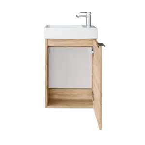 Bathroom Vanity Unit Small Basin 400 Cloakroom Sink Wall Cabinet Sonoma Oak Avir