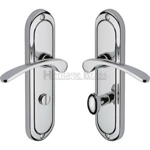 Heritage Door Handle for Bathroom Ambassador Design Polished Chrome