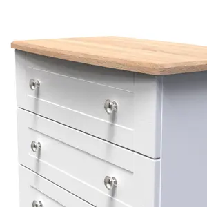 Sussex Ready assembled White & oak 3 Drawer Chest (H)692mm (W)765mm (D)415mm