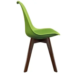 Soho Green Plastic Dining Chair with Squared Dark Wood Legs