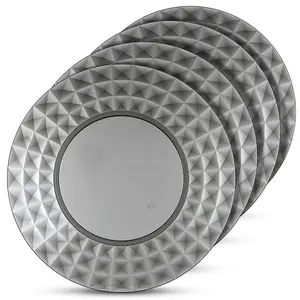 LIVIVO Set of 4 Reusable Plastic Dinner Plates - Grey