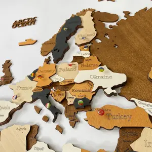 3D Wooden World Map - Rustic Wall Decor Gift (78.7x39.3) for Couples - Unique Home and Office Decoration, DIY Wall Art.