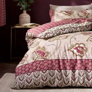 Catherine Lansfield Bedding Kashmir Paisley Floral Duvet Cover Set with Pillowcase Natural