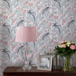 Laura Ashley Osterley Rosewood Floral Smooth Wallpaper