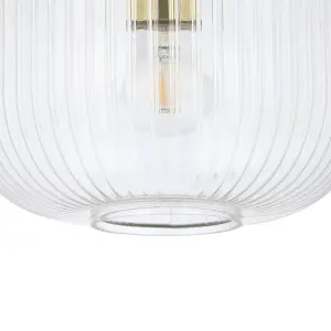 GoodHome Satin Glass & metal Brass effect Ceiling light