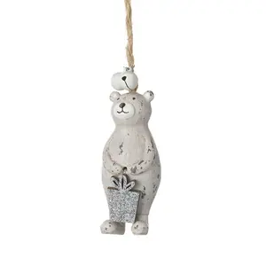 Bear with Gift Hanging Figurine Ornament (Set of 2)