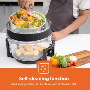 Geepas 1400W Turbo Halogen Oven 17L, 60min Timer, Adjustable Temperature Control, Self Clean Function & Low Fat Air Fryer