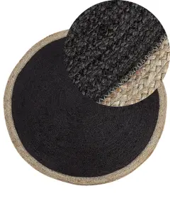 Round Jute Area Rug 120 cm Black MENEMEN