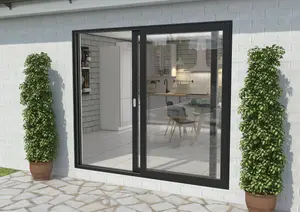 Green & Taylor Black Aluminium External Sliding Doors - LH Sliding / RH Fixed - 2090 x 2090mm (WxH)