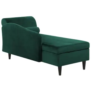 Right Hand Velvet Chaise Lounge Emerald Green LUIRO