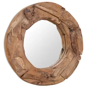 Berkfield Decorative Mirror Teak 60 cm Round