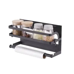 Kitchen Magnetic Storage Shelf Organiser with Paper Roll Cling File Holder