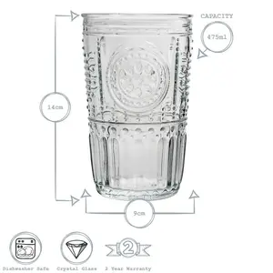 Romantic Highball Glasses - 475ml Clear / 475ml / 12