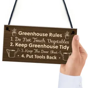 Greenhouse Rules Sign Hanging Garden Shed Sign Gift For Family Home Gift For Him Her