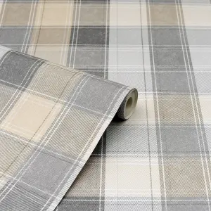 Arthouse Country Check Grey Wallpaper