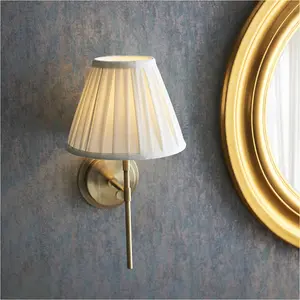 Indoor Antique Brass Plate Wall Light - Dimmable 6W LED E14