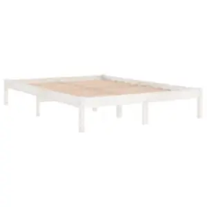 Berkfield Bed Frame White Solid Wood 200x200 cm