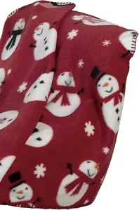 Celebright Christmas Fleece Throw - Large 50 x 60 Inch - Fluffy Microfiber Blanket - Snowman Red Pattern