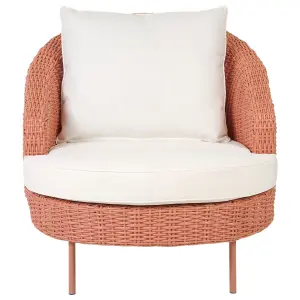 Garden Armchair with Ottoman ARCILLE PE Rattan Peach Pink