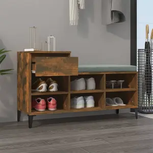 Berkfield Shoe Cabinet Smoked Oak 102x36x60 cm Engineered Wood