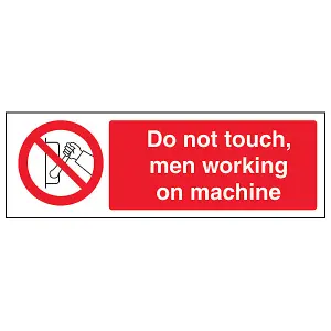 Do Not Touch Working On Machine Sign - Adhesive Vinyl - 300x100mm (x3)