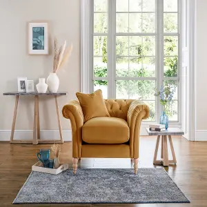 Sofas Express Tulip Ochre Yellow Velvet Armchair