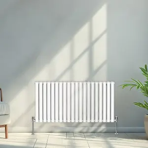 Right Radiators 600x1180mm Horizontal Double Oval Column Designer Radiator White