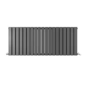 Anthracite Flat Tube 600x1444mm Horizontal Double Panel Heated Towel Radiator