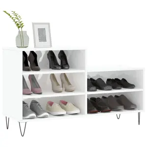 Berkfield Shoe Cabinet High Gloss White 102x36x60 cm Engineered Wood