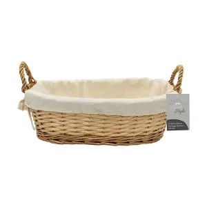 JVL Hand Woven Acacia Oval Willow Storage Basket with Lining, Honey Finish