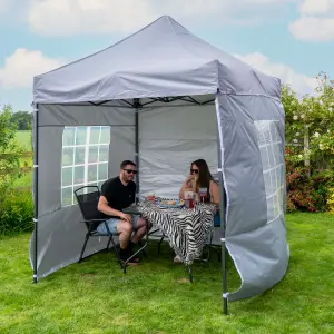 Pop Up 2x2 Gazebo With Sides Light Grey