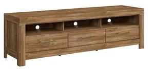 TV Cabinet Stand Unit 3 Drawer Modern LED Light 200cm Wide Long Oak Effect Gent