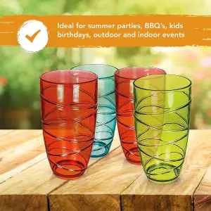 6 Pack Plastic Drinking Glasses Reusable Acrylic Tumblers, Shatterproof & Stackable Cups for Picnics, Parties & Daily Use