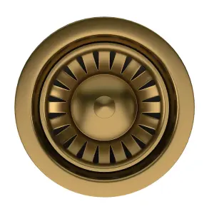 Liquida SWO2SG Satin Gold Kitchen Sink Basket Strainer Waste With Overflow