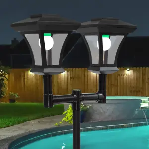 GardenKraft 19510 Twin Head Solar Powered Lamp Post Garden Light