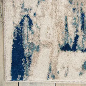 Ivory Blue Abstract Luxurious Modern Easy to clean Rug for Dining Room Bed Room and Living Room-239cm X 320cm