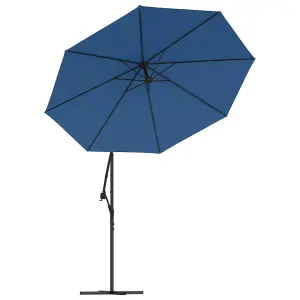 Berkfield Cantilever Umbrella with LED Lights and Steel Pole 300 cm Azure